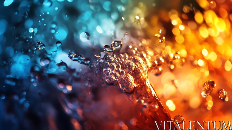 Liquid collision in bokeh-saturated fire and ice palette.