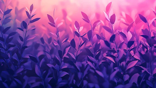 Neon gradient foliage field in soft-focus digital painting.