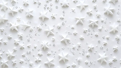 White three-dimensional stars are distributed across textured surface