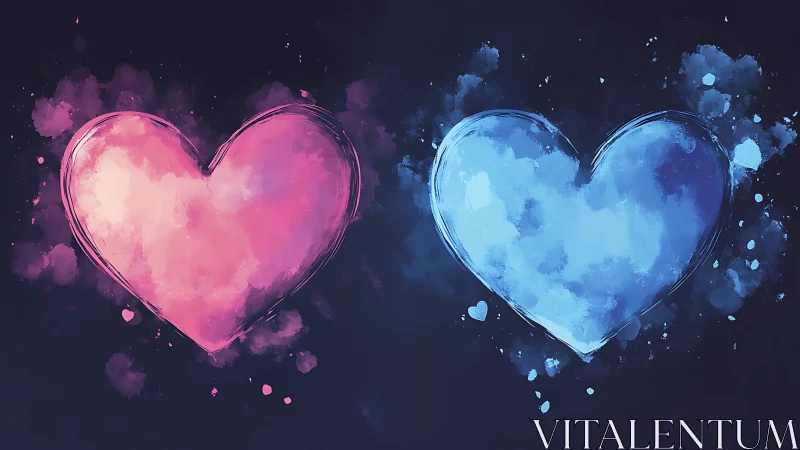 Two Glowing Hearts Unite in Colorful Harmony.