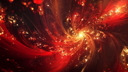 Radial red fractal vortex structure with luminous central core