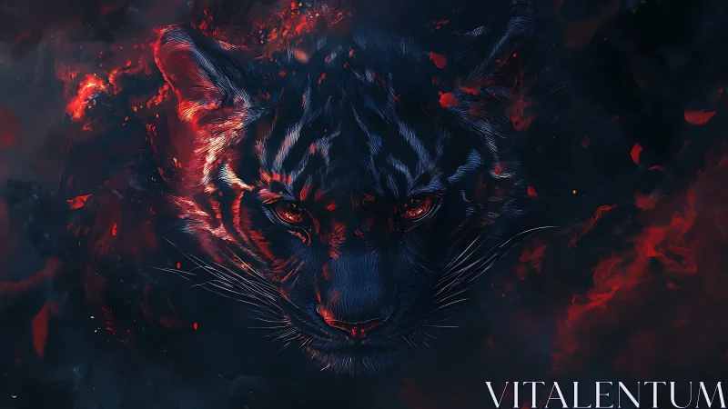 Midnight ember panther prowling through molten shadows.