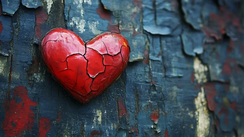 Weathered Heart on Vintage Wall.