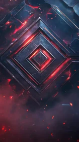 Metallic diamond structure glows with internal red light