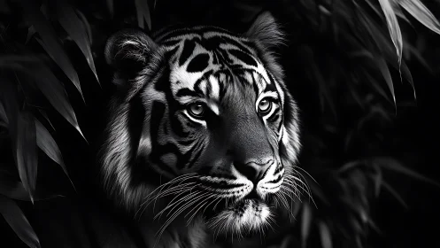 Quiet jungle monarch resting in velvet shadows of night.