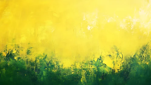 Luminous yellow field over deep textured green horizon
