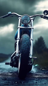 Storm-road cruiser stares down the horizon in chrome calm.