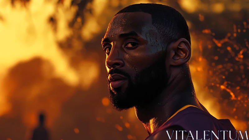 Backlit athlete portrait with high contrast rim lighting and bokeh