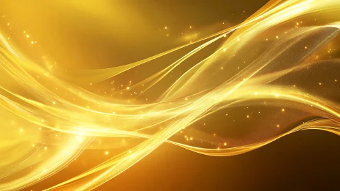 Golden light waves flow diagonally across a dark abstract field