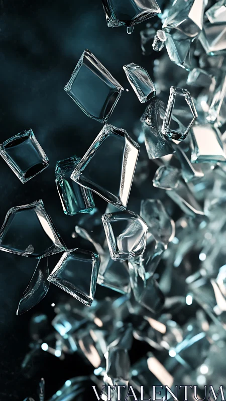 Refractive glass shards in suspended kinematic dispersion field.