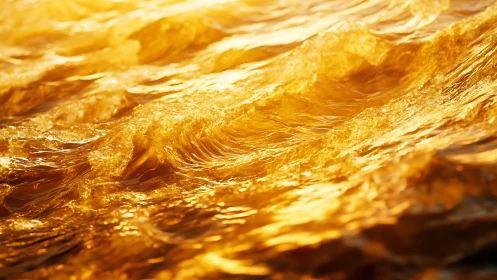 Golden sunset waves shimmer in close-up liquid motion