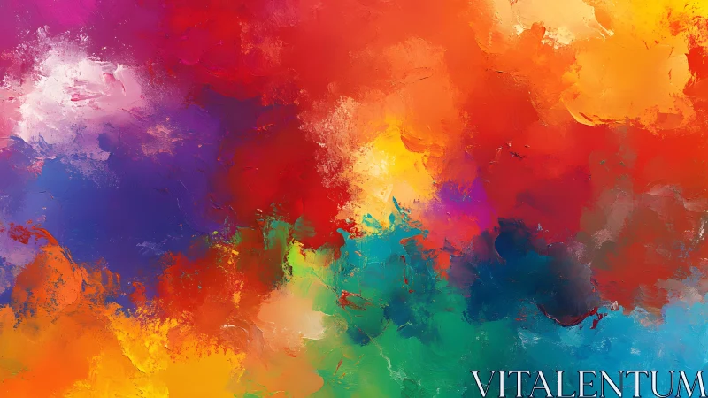 Vibrant Abstract Oil Painting with Bold Colorful Brushstrokes.