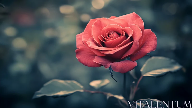 Crimson bloom emerges luminous, delicate petals unfurl in soft reverie.