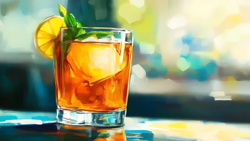 Sunlit Elixir: Golden Cocktail Dance in Luminous Glow.