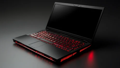 Backlit gaming laptop with red thermal vent illumination system.