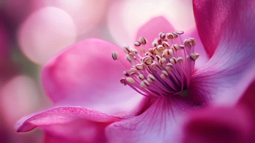 Soft pink blossom macro with dreamy bokeh glow.