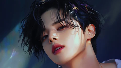 Soft-lit digital portrait captures a moody, ethereal gaze