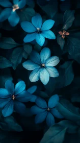 Luminous Blue Forget-me-nots in Moody Botanical Study.