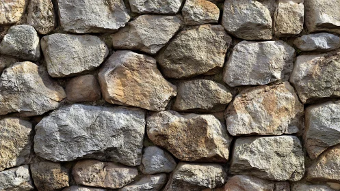 Irregular stone wall displays uneven masonry arrangement
