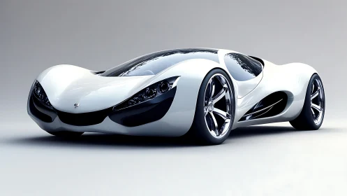 Sculpted white concept supercar poised for quiet takeoff.