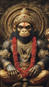 Majestic monkey deity seated in glowing golden splendor.