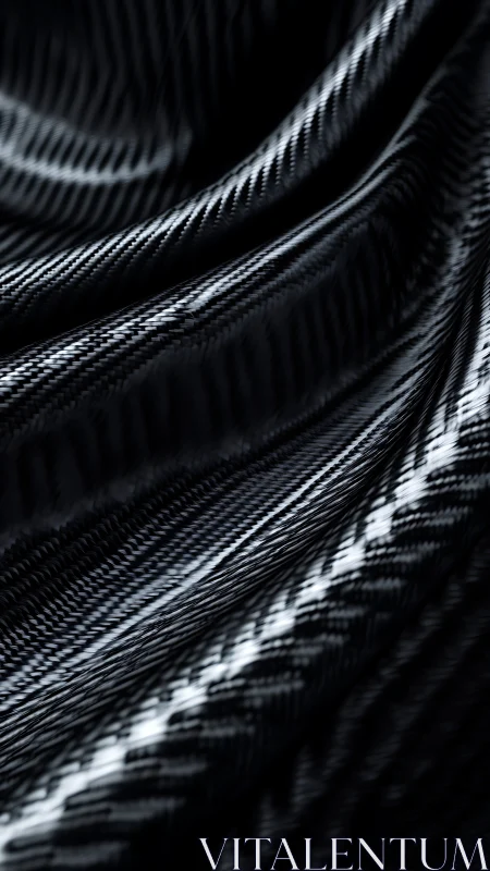 Close-up of folded black woven synthetic fiber surface.