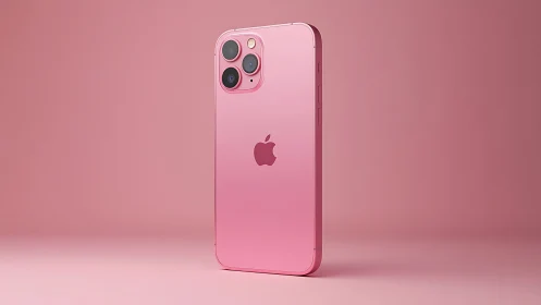 iPhone 13 Pro in Rose Pink: Triple Lens Telephoto Setup on Monochromatic Surface