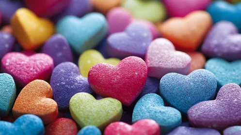Polychromatic Heart Confections in Macro Depth.