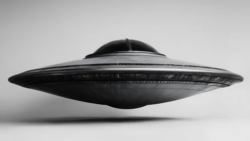 Monochrome metallic saucer-shaped craft with smooth axial symmetry