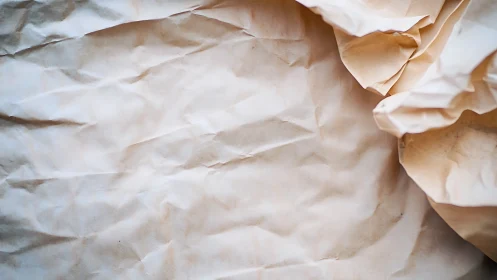 Textured beige crumpled paper surface with folded edges.