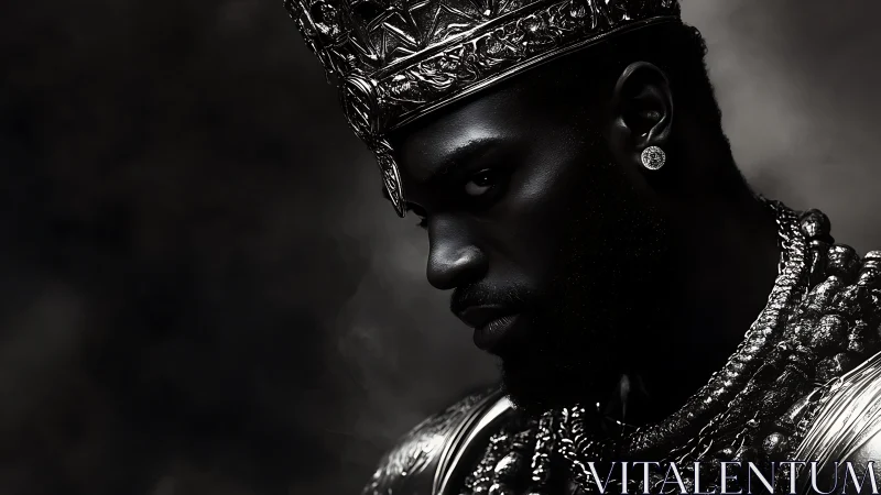 Regal black and silver king gazes with quiet strength.