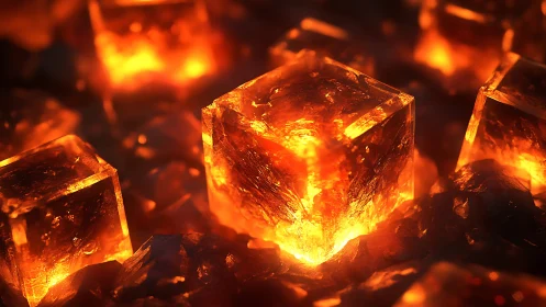 Incandescent Cubic Forms Glowing in Molten Fire.