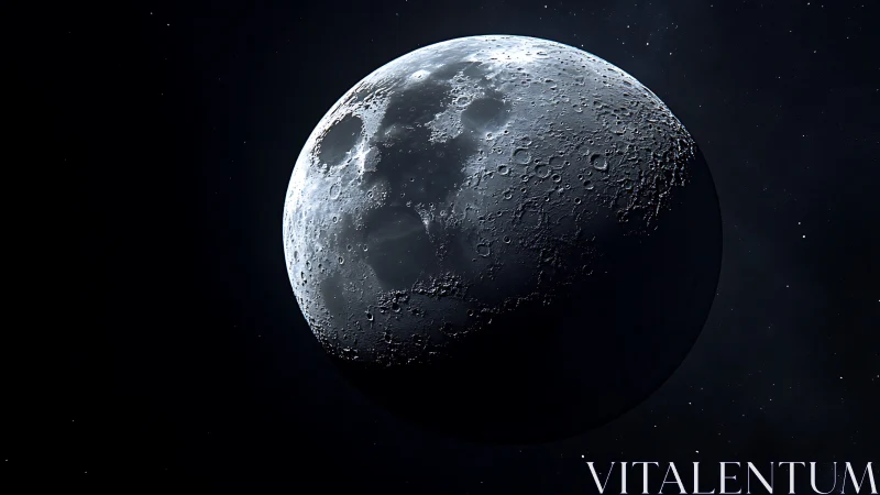 Lunar near-side rendered with high-relief crater topography