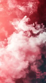 Vertical diffusion of red and white smoke plumes in portrait format.