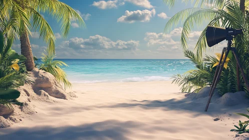 Tropical Paradise: Where Palm Trees Frame Crystalline Waters