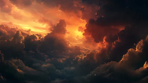 Digital rendering captures illuminated clouds in dense formation