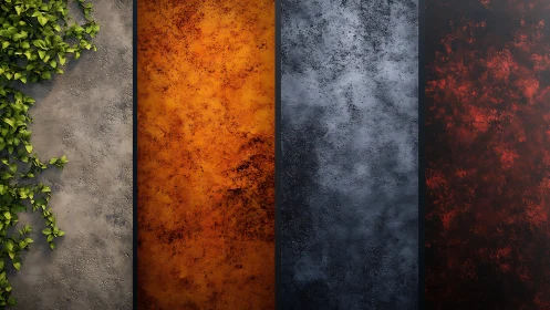 Four textured panels evoke elemental contrast and balance.