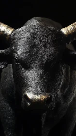 Midnight bull effigy gleams with molten metallic resolve.