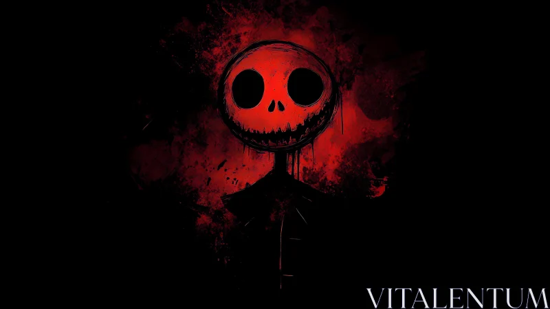 Red skeletal portrait rendered in grunge digital expressionism