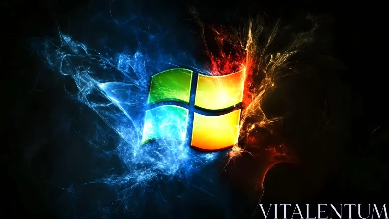 Vibrant Windows Logo With Abstract Energy Effects Digital Art.
