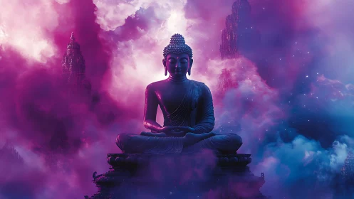 Nebulous Buddha drifts in ultraviolet clouds of quiet wonder
