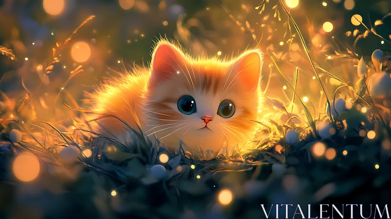 Luminescent Cat Portrait with Bokeh Illumination and Ethereal Glow