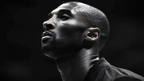 High-contrast monochrome portrait captures focused athlete profile