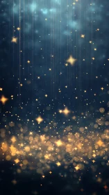 Glistening golden starlight gently shimmers across deep blue