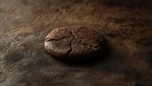 Low-key macro study of cracked chocolate cookie geometry.