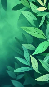 Verdant leaf cluster against soft emerald gradient backdrop.