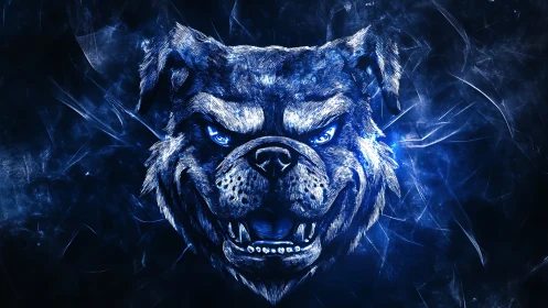 Electric blue spirit hound with fierce, glowing gaze.