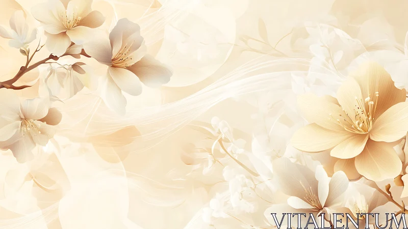 Cascading Petals in Cream: Ethereal Floral Symphony.