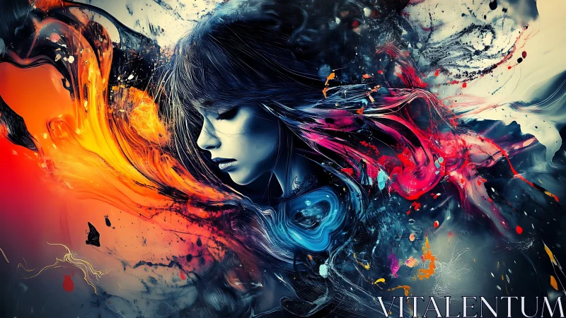 Dreamlike portrait flows through bold swirling cosmic color