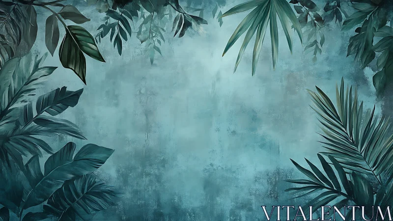 Gentle teal jungle frame inviting quiet moments of calm.